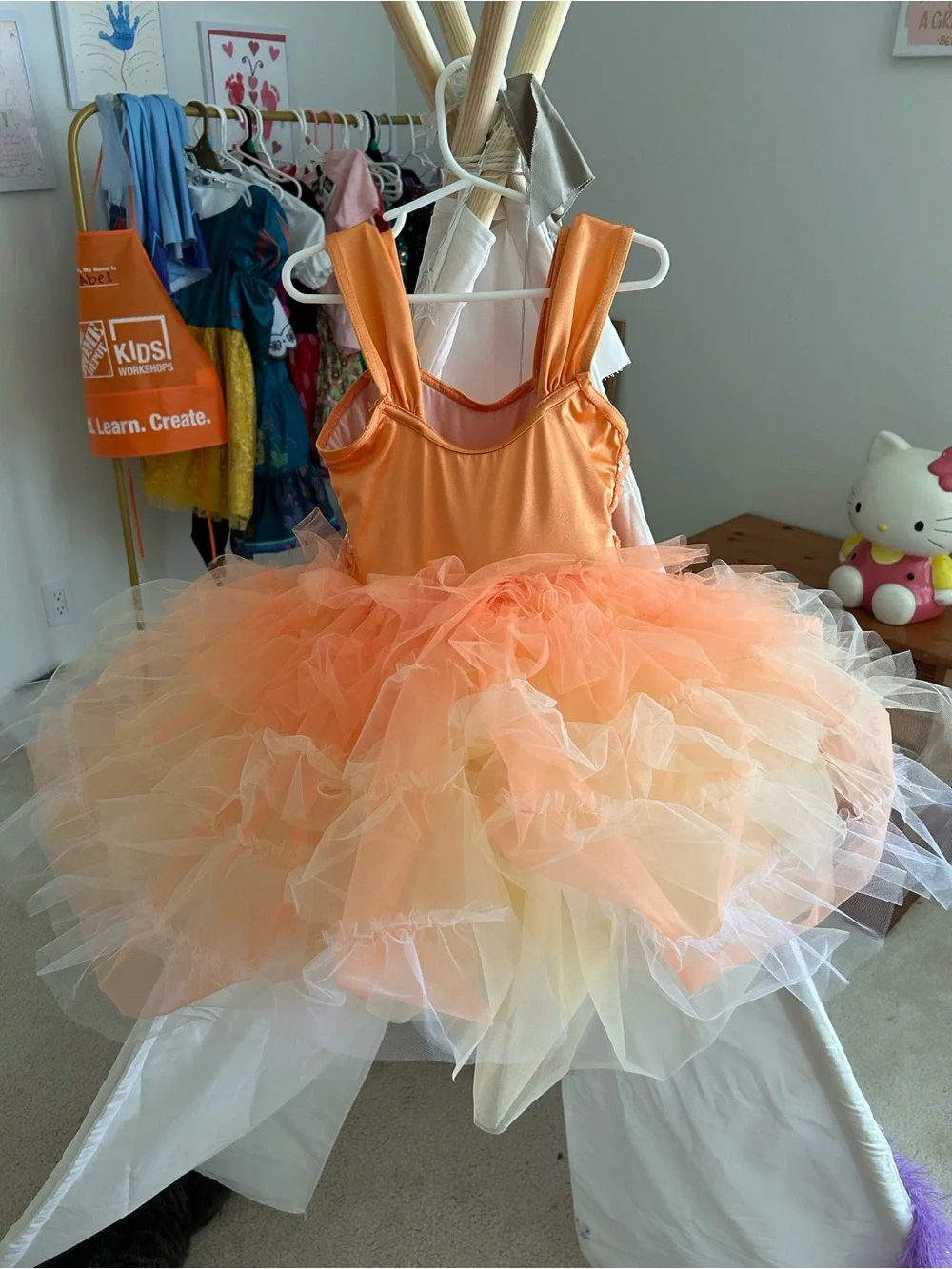 Weissman Girls' Orange Tutu Dress Costume Size IC Tiered Tulle Sequin